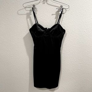 Black Bustier Satin Dress